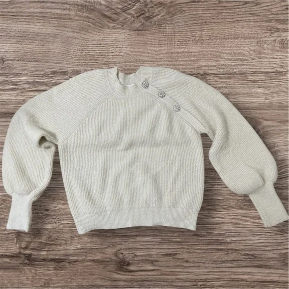 NWT On 34th Rhinestone Button Shoulder Ribbed Sweater - Picture 4 of 7